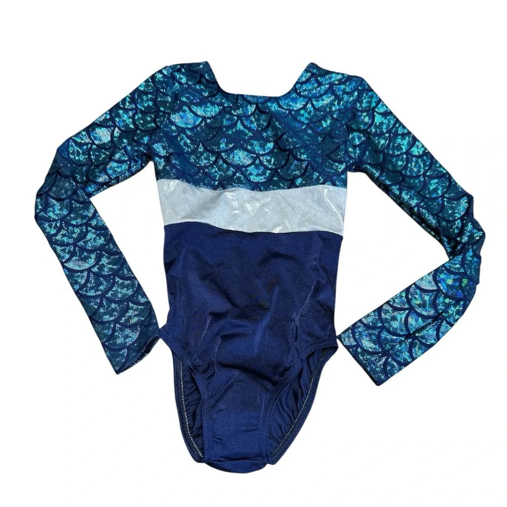 NWT Alegra Girls Long Sleeve Gymnastics Leotard SZ 8-10